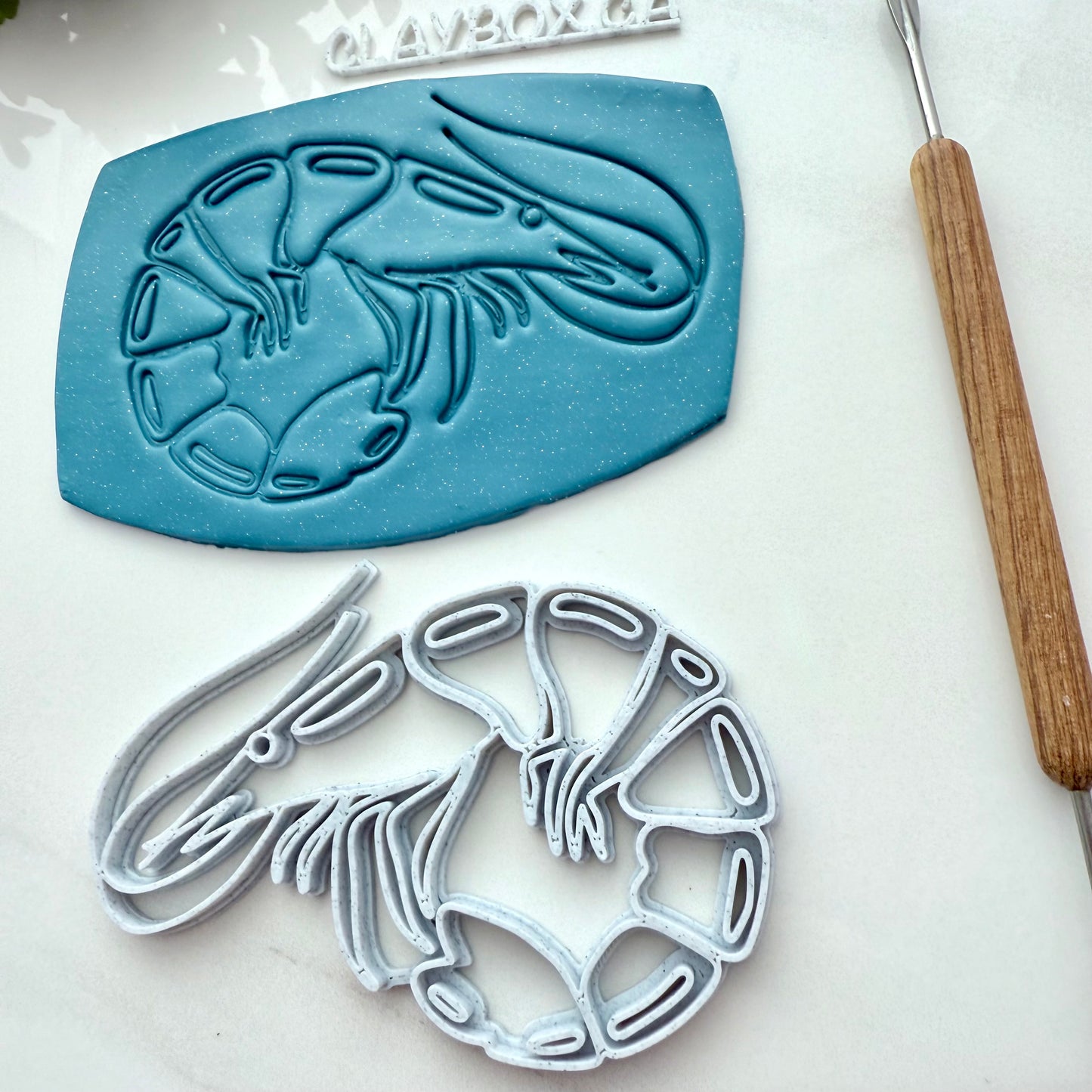 Large Shrimp Stamp – 3D Printed for Pottery Clay