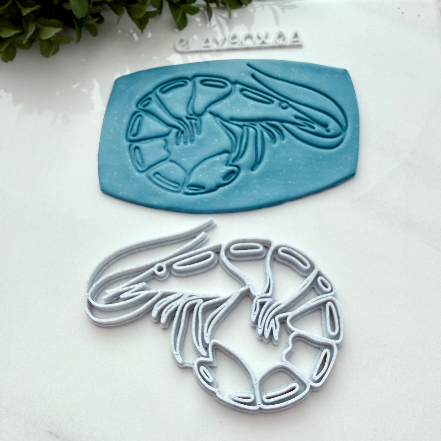 Large Shrimp Stamp – 3D Printed for Pottery Clay