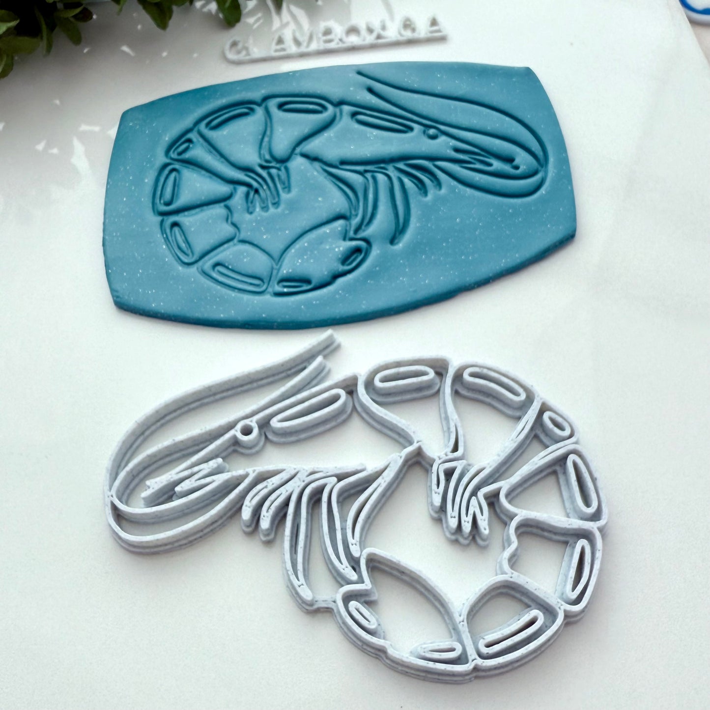 Large Shrimp Stamp – 3D Printed for Pottery Clay