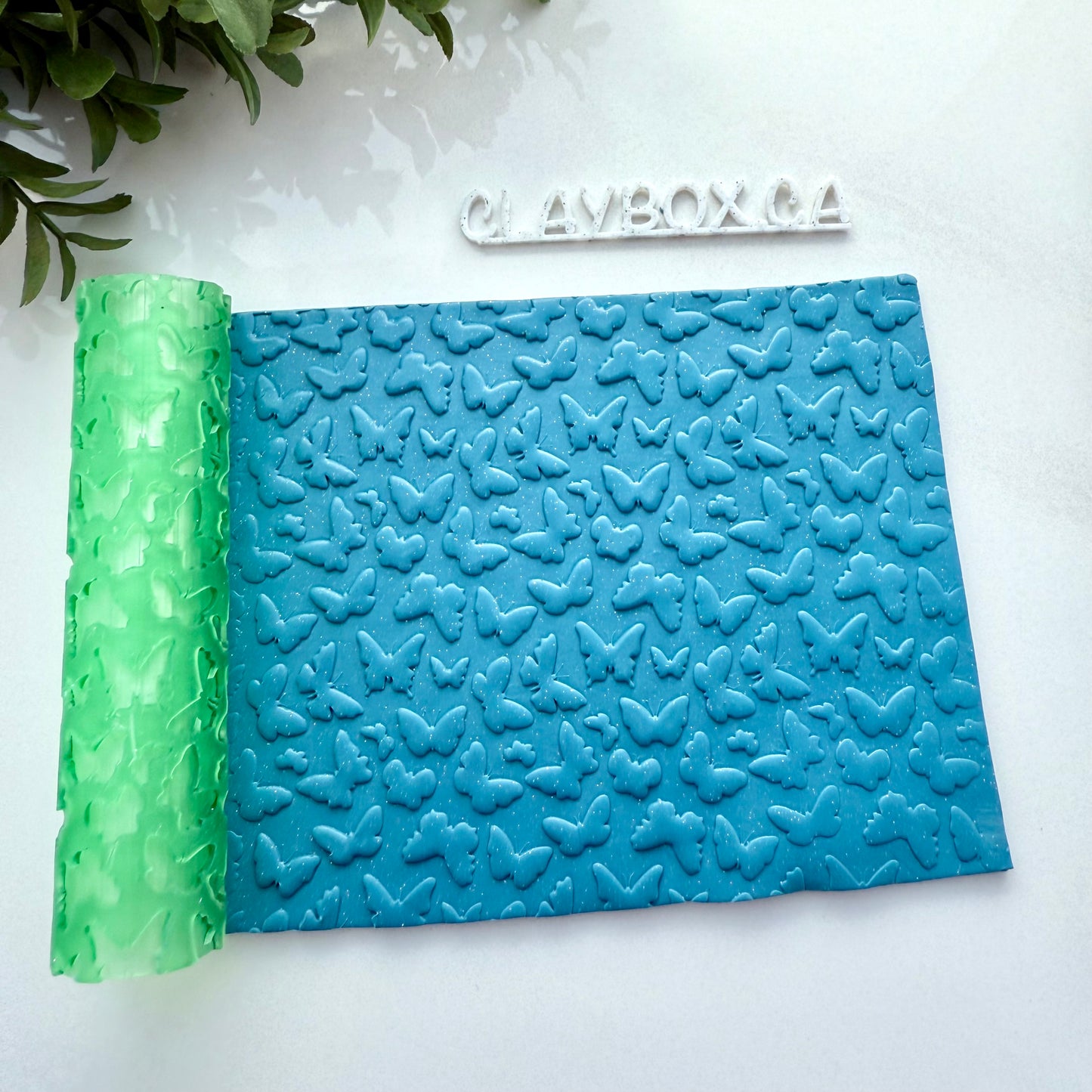 Butterfly Texture Roller – 4” Polymer Clay Roller with Seamless Butterfly Pattern