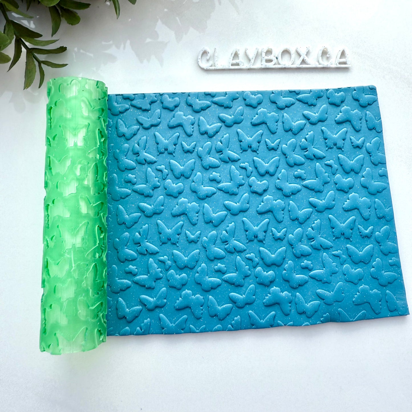 Butterfly Texture Roller – 4” Polymer Clay Roller with Seamless Butterfly Pattern