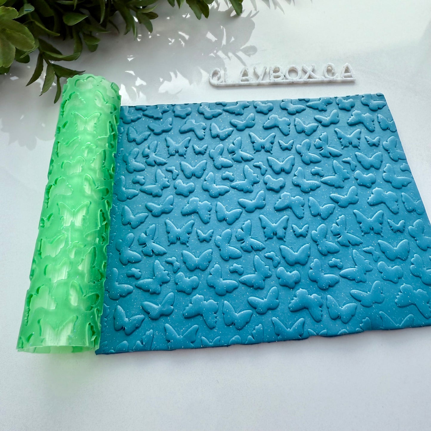 Butterfly Texture Roller – 4” Polymer Clay Roller with Seamless Butterfly Pattern