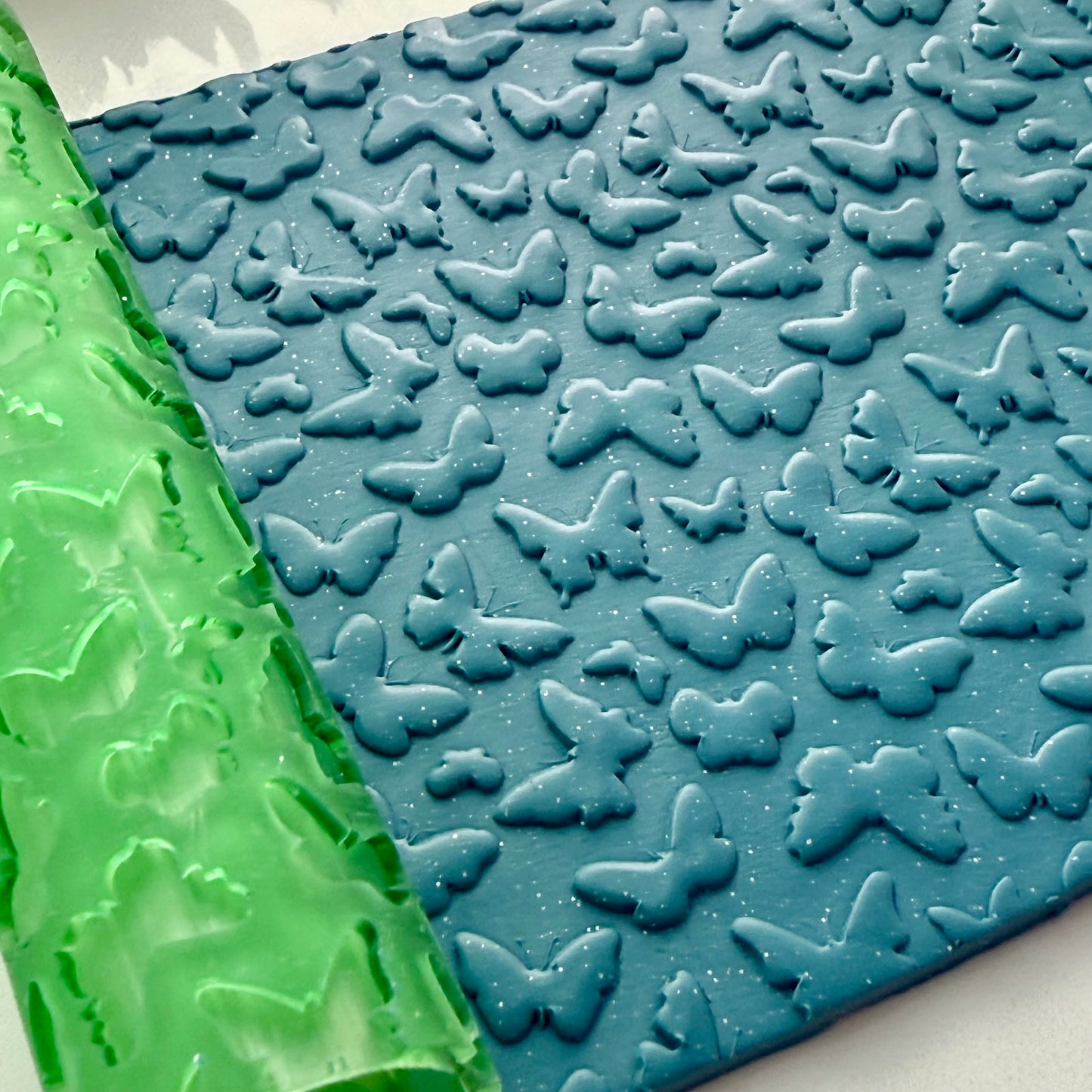 Butterfly Texture Roller – 4” Polymer Clay Roller with Seamless Butterfly Pattern