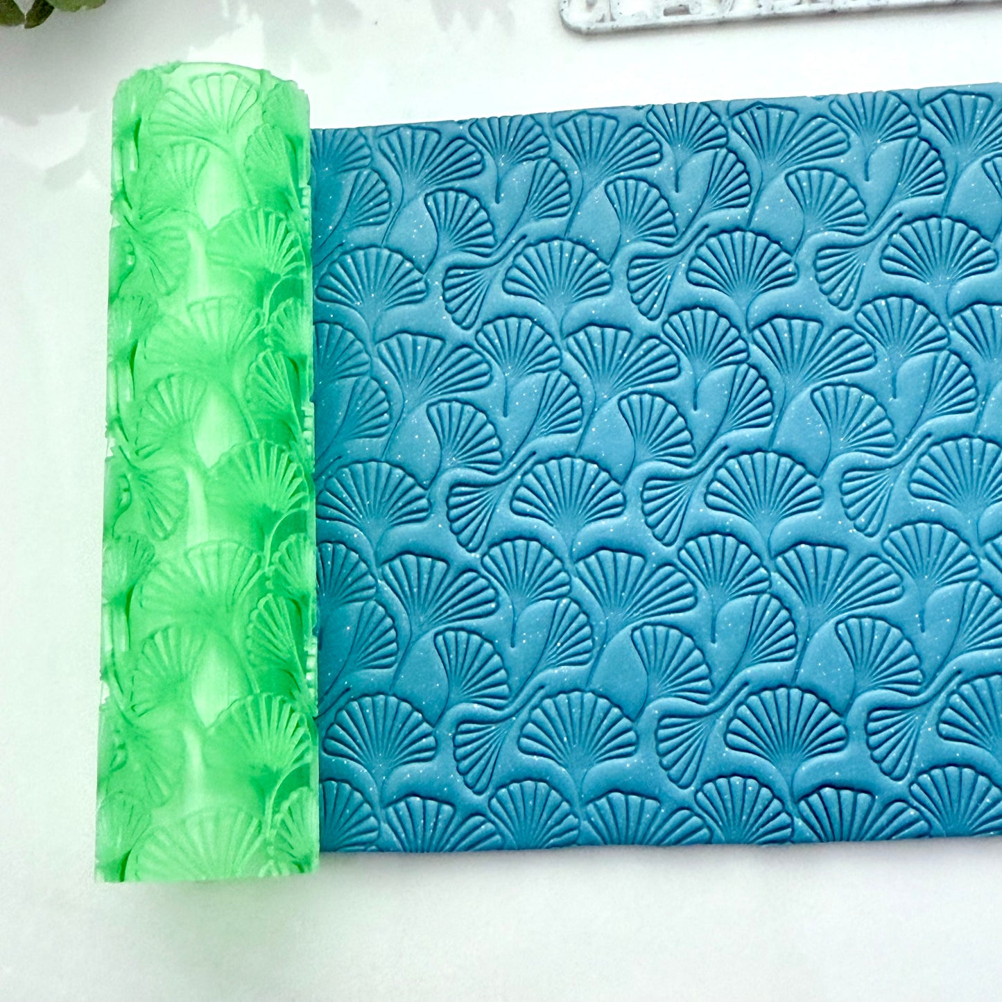 Ginkgo Texture Roller – 4” Polymer Clay Roller with Seamless Ginkgo Pattern