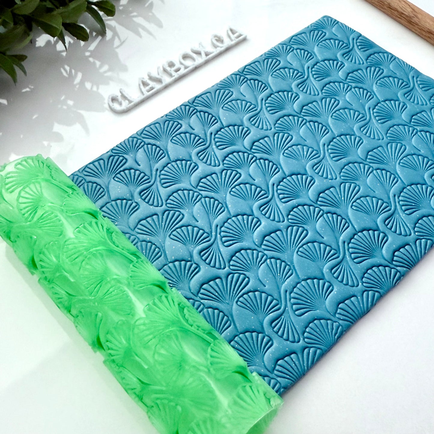 Ginkgo Texture Roller – 4” Polymer Clay Roller with Seamless Ginkgo Pattern