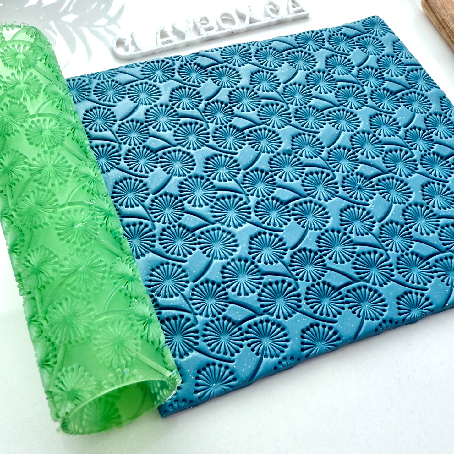 Dandelion Texture Roller for Polymer Clay – 4” Floral Pattern Tool