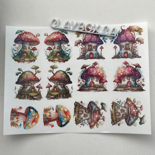 Image transfers - Fairy mushroom houses