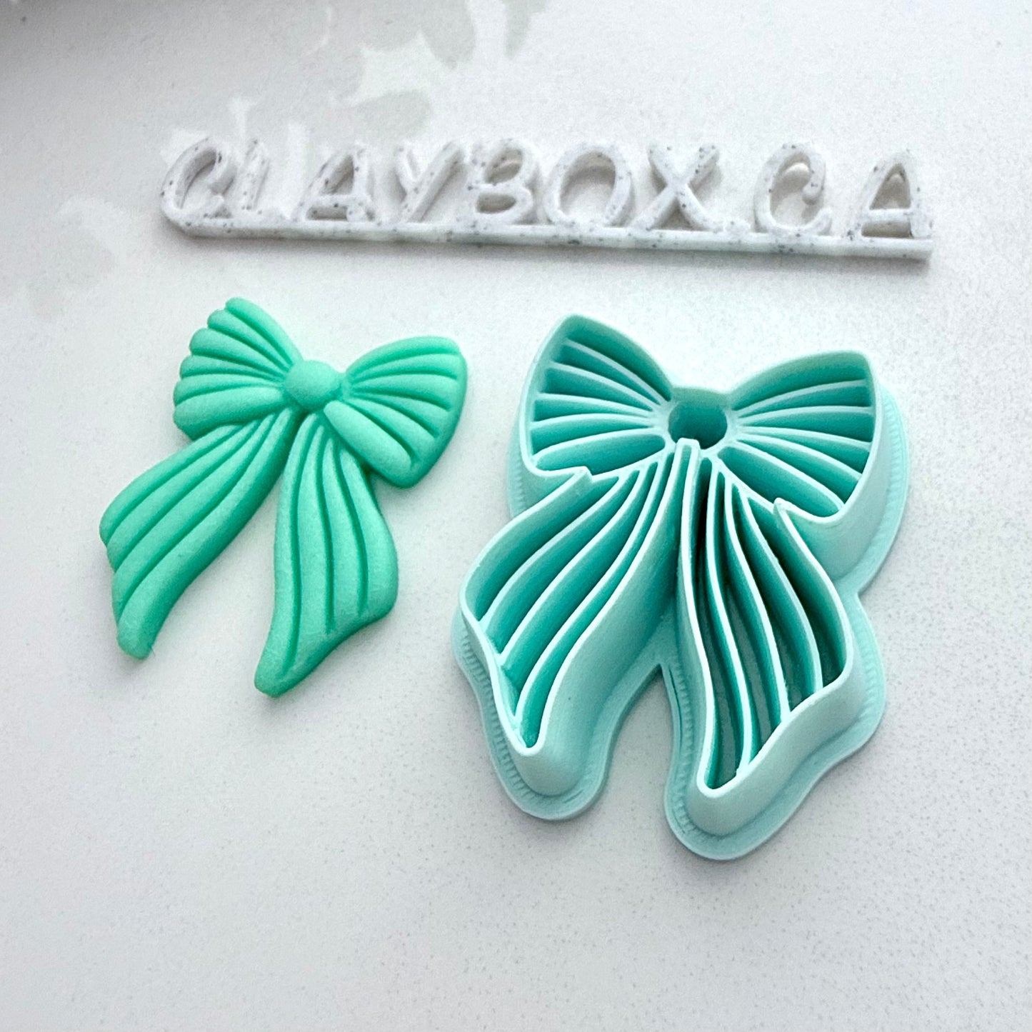 Striped Bow Cutter – Polymer Clay Tool – 3D Printed Cutter with Built-In Texture