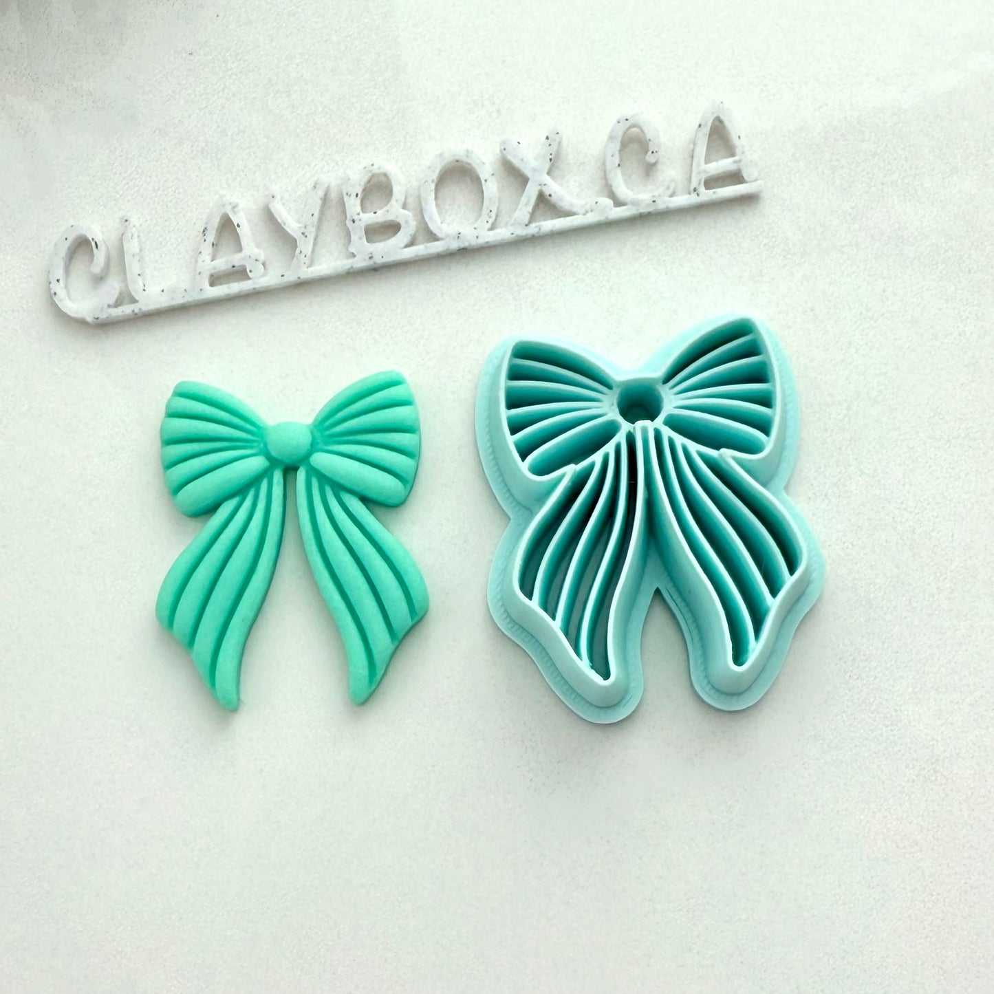 Striped Bow Cutter – Polymer Clay Tool – 3D Printed Cutter with Built-In Texture