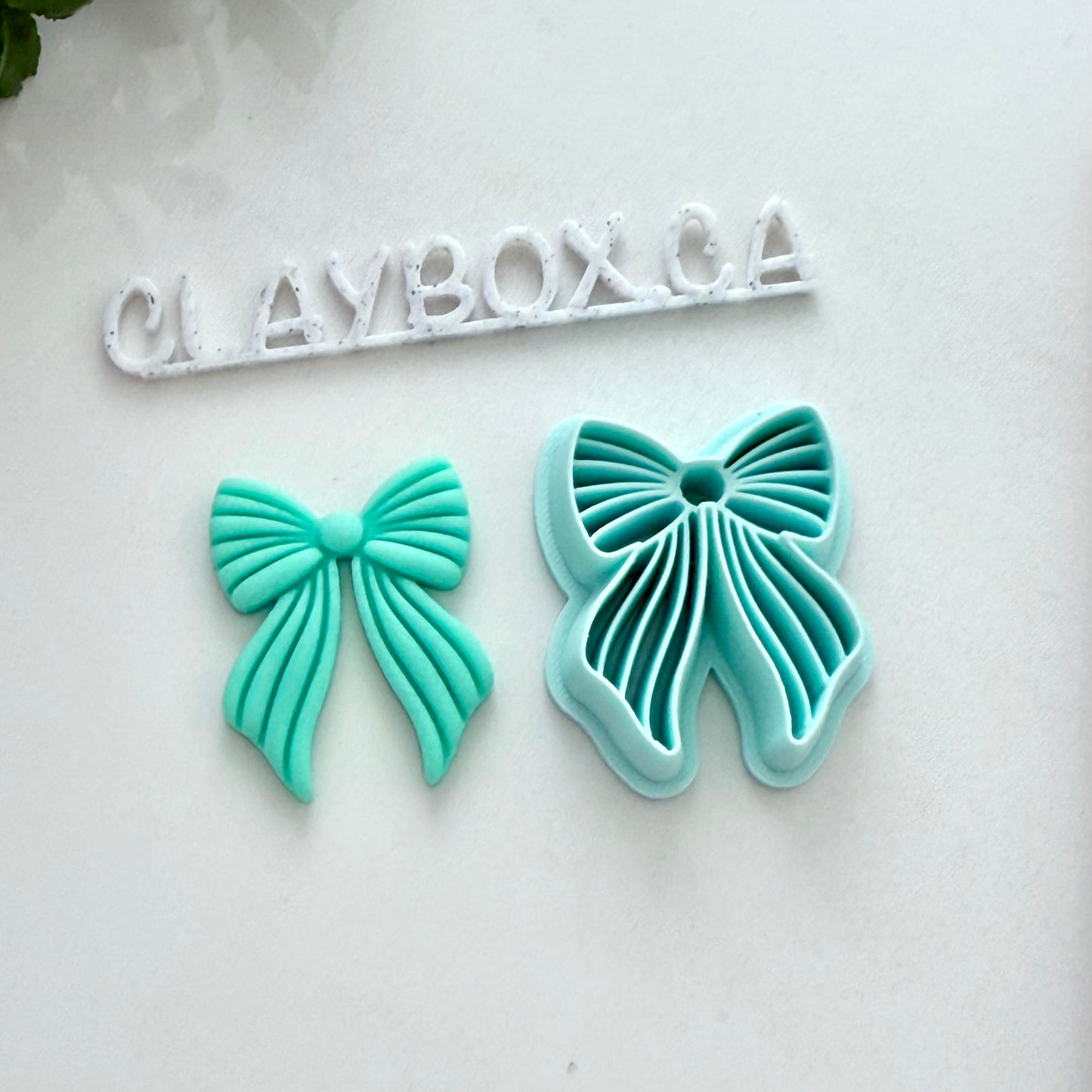 Striped Bow Cutter – Polymer Clay Tool – 3D Printed Cutter with Built-In Texture
