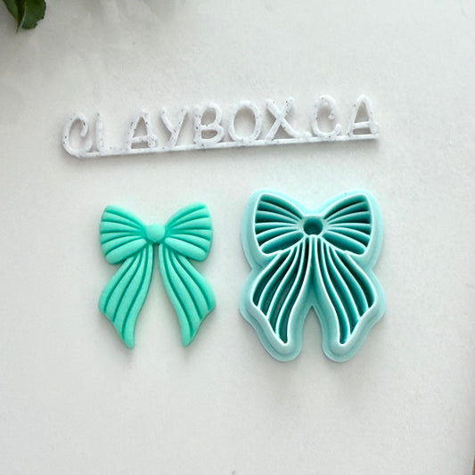 Striped Bow Cutter – Polymer Clay Tool – 3D Printed Cutter with Built-In Texture