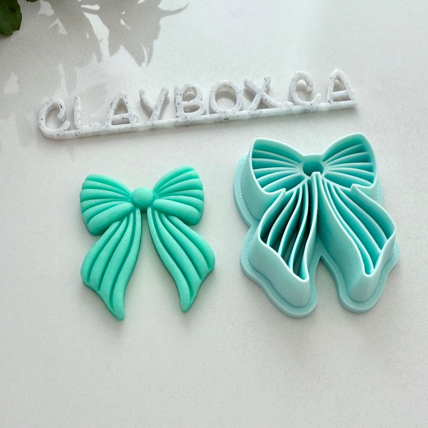 Striped Bow Cutter – Polymer Clay Tool – 3D Printed Cutter with Built-In Texture