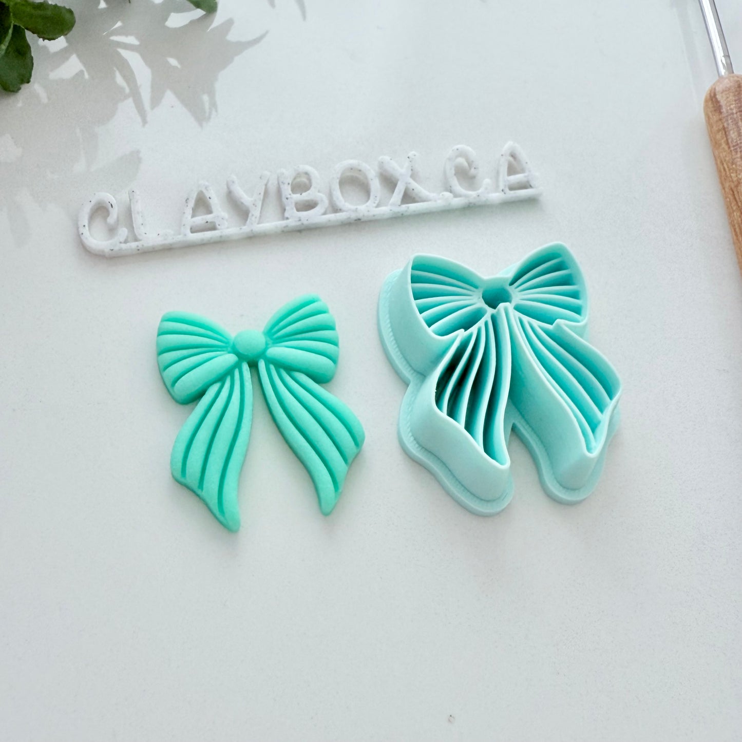 Striped Bow Cutter – Polymer Clay Tool – 3D Printed Cutter with Built-In Texture