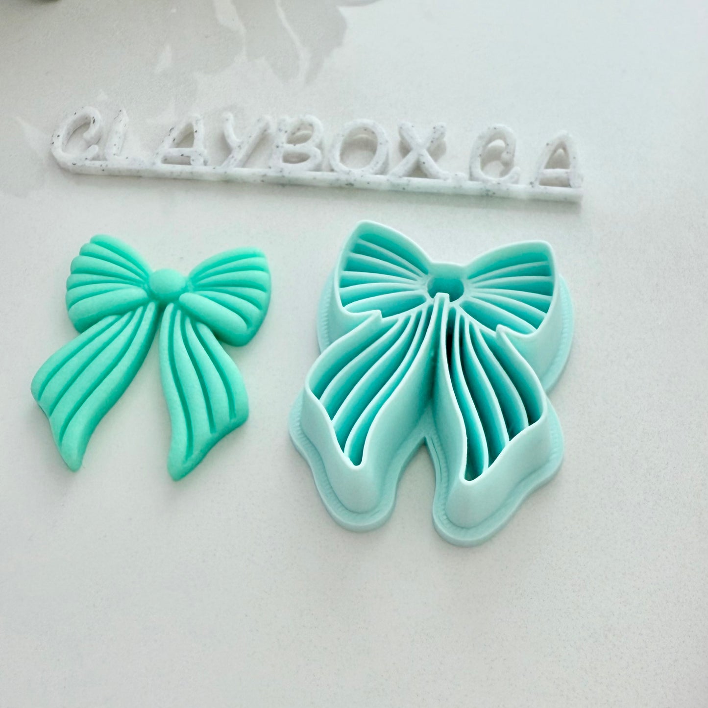 Striped Bow Cutter – Polymer Clay Tool – 3D Printed Cutter with Built-In Texture