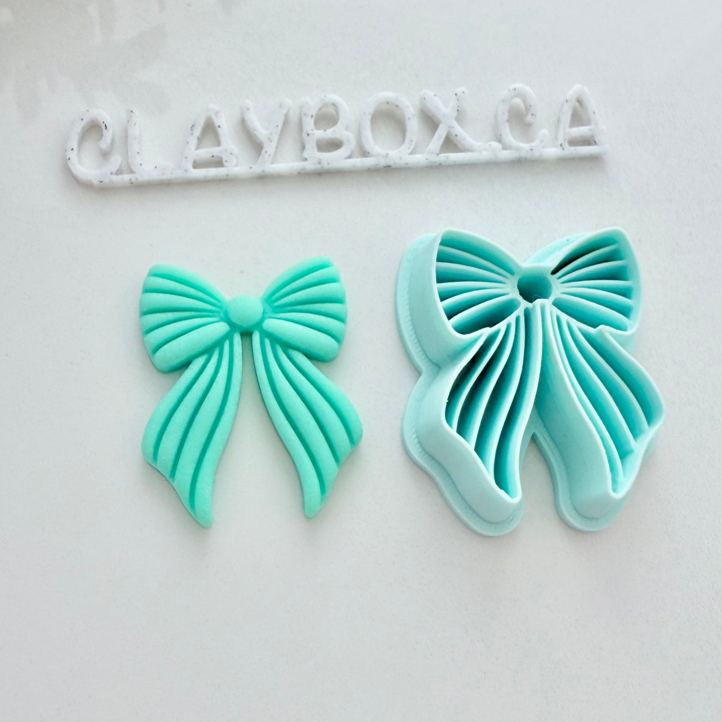 Striped Bow Cutter – Polymer Clay Tool – 3D Printed Cutter with Built-In Texture
