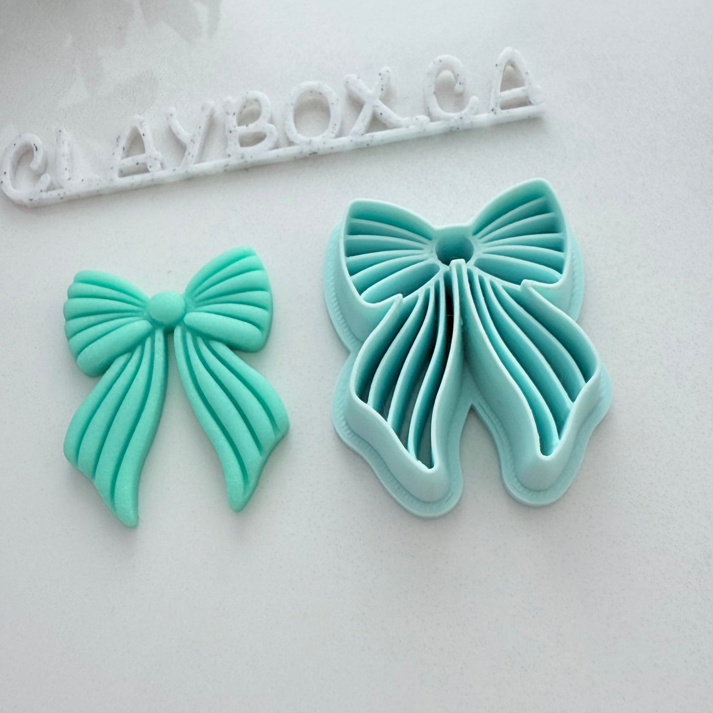 Striped Bow Cutter – Polymer Clay Tool – 3D Printed Cutter with Built-In Texture
