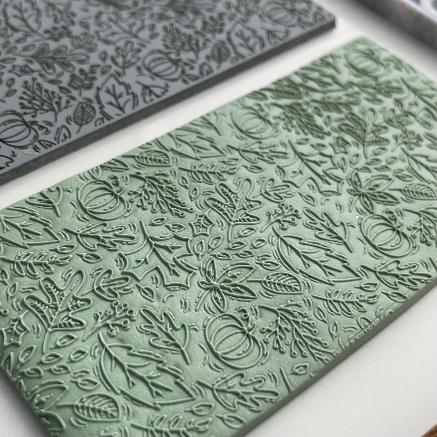 Fall leaves and pumpkins texture mat