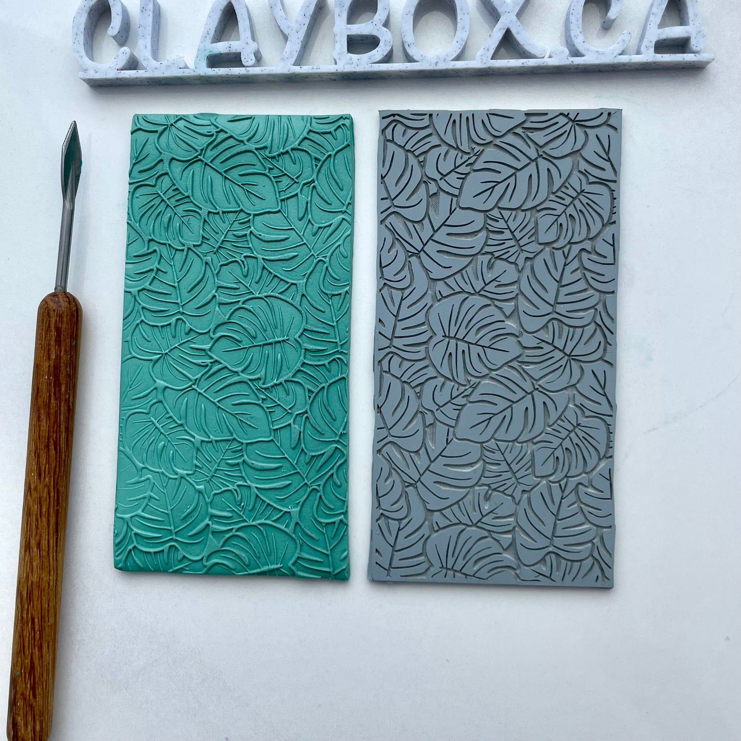 Monstera Texture Mat – 2” x 4” Rubber Texture for Polymer Clay