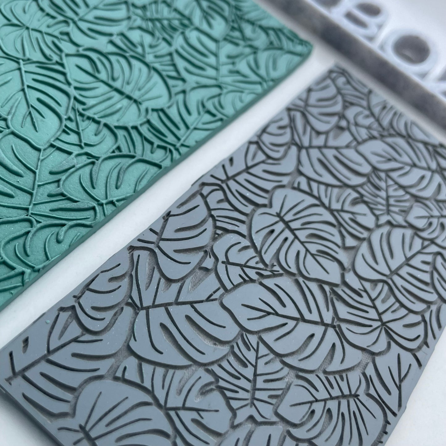 Monstera Texture Mat – 2” x 4” Rubber Texture for Polymer Clay