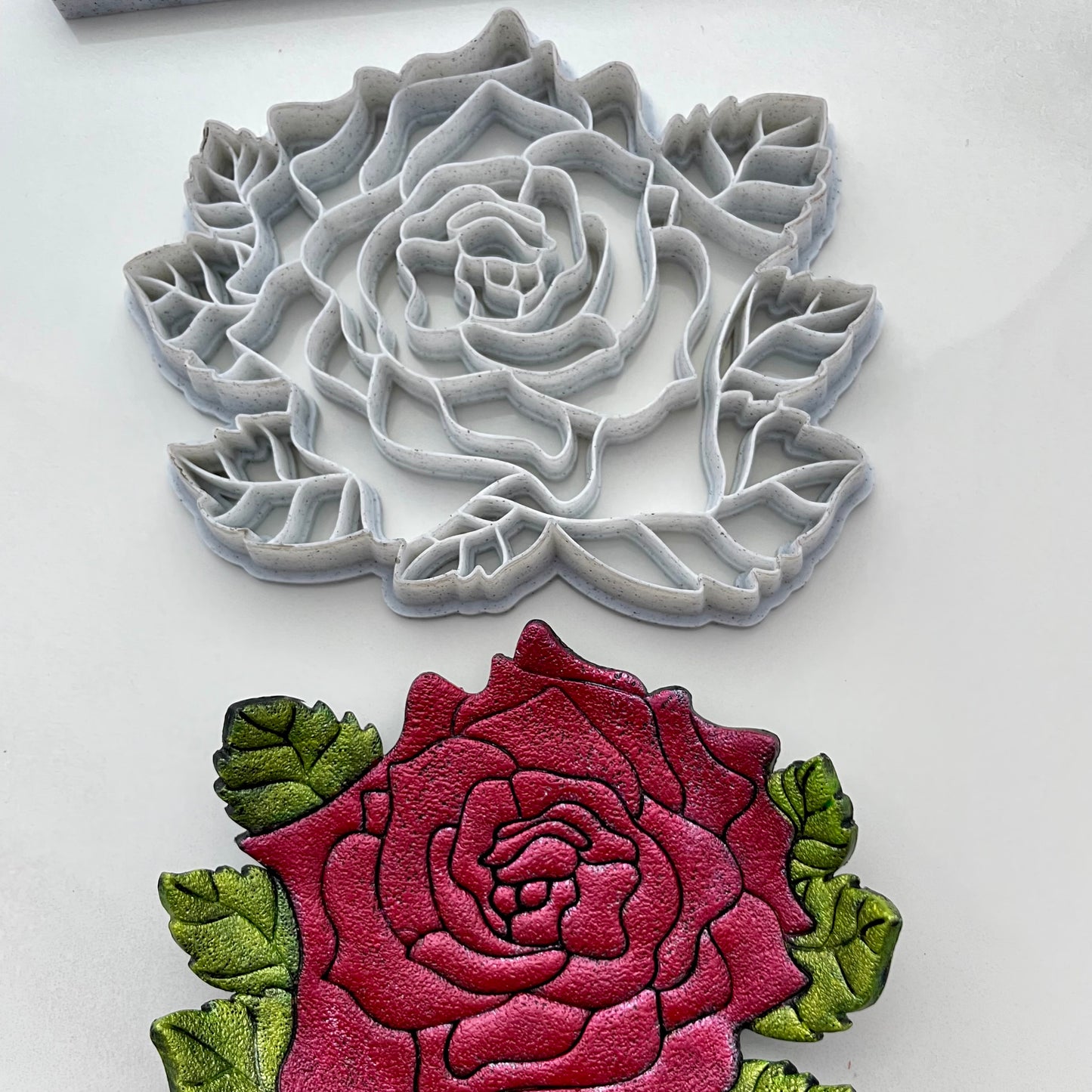 Leafy Rose Large Cutter for Polymer Clay - Ring Dishes, Coasters, and Decor