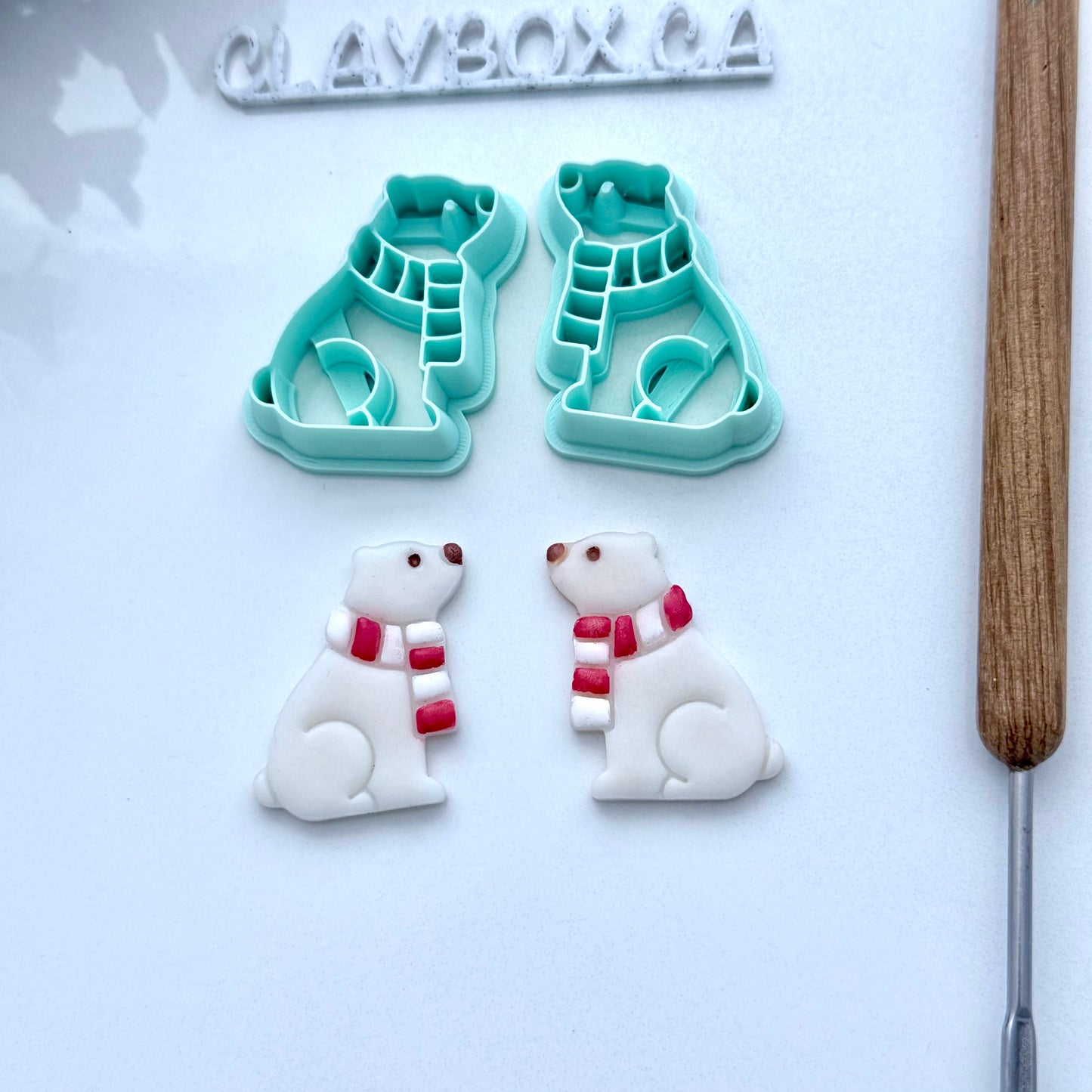 Polar Bear Cutter Pair – Polymer Clay Cutters – Left & Right Set – Tapered Edge for Sharp Cuts