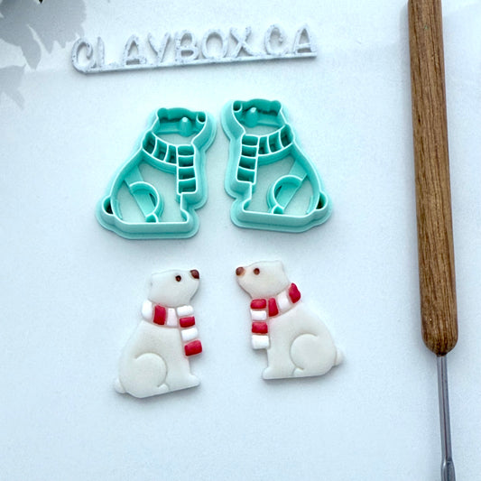 Polar Bear Cutter Pair – Polymer Clay Cutters – Left & Right Set – Tapered Edge for Sharp Cuts