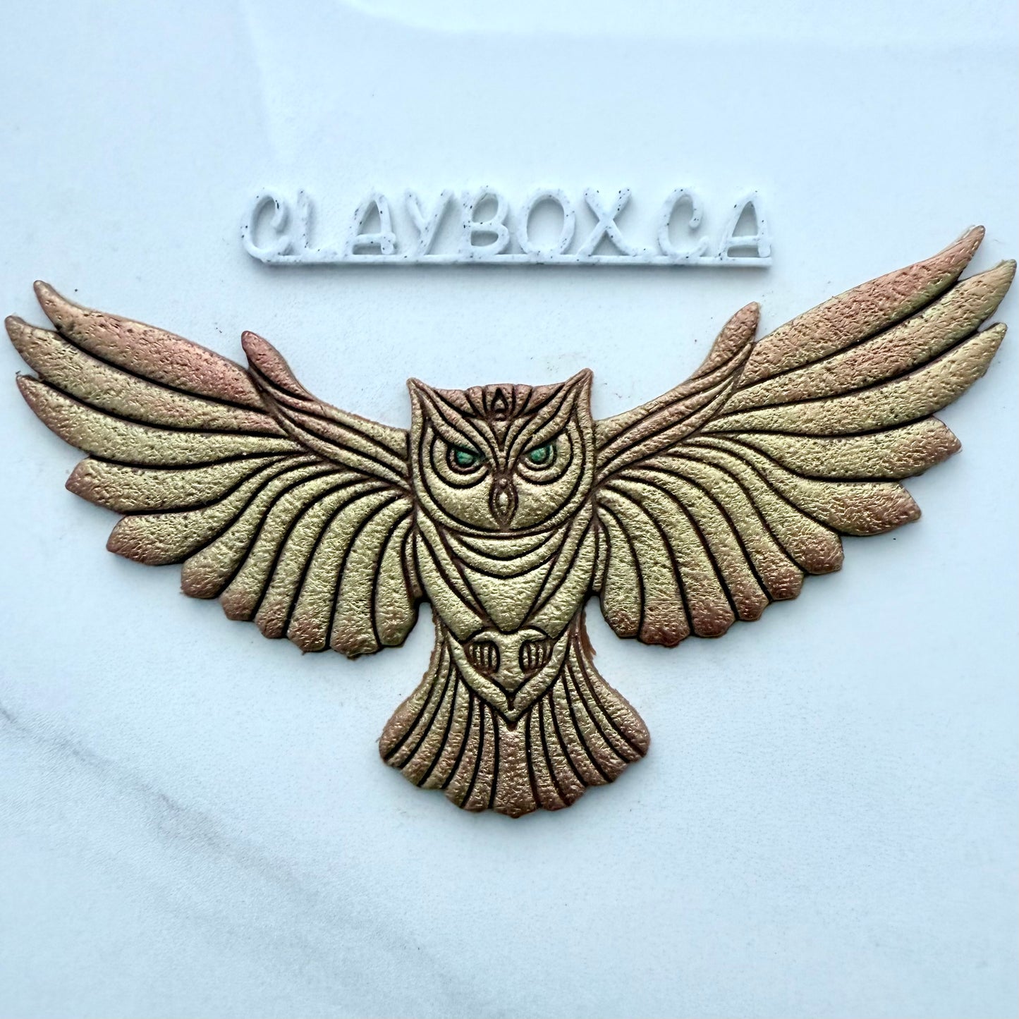 🦉 Large Owl Clay Stamp & Matching Cutter – Flying Owl Design
