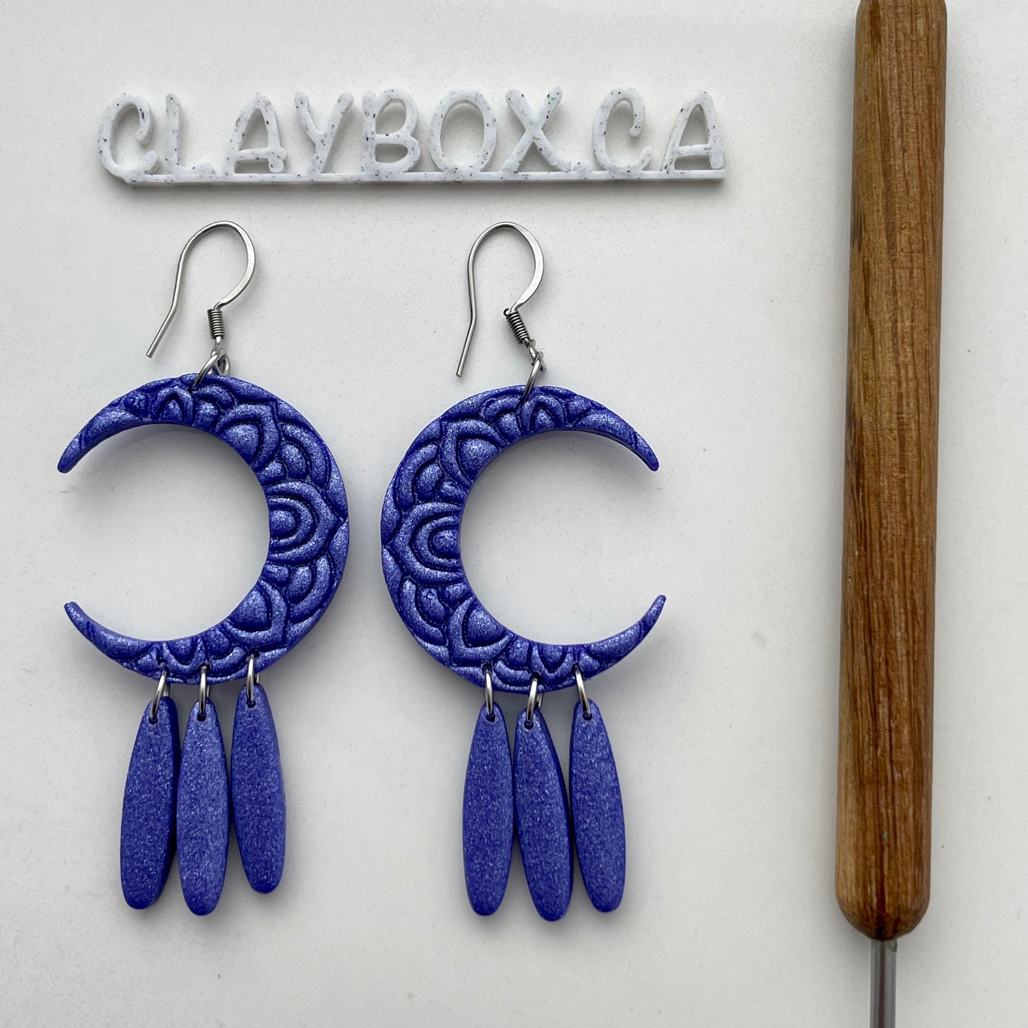 Henna Moon Cutter Set for Polymer Clay - Crescent Moon with Dangle Cutter