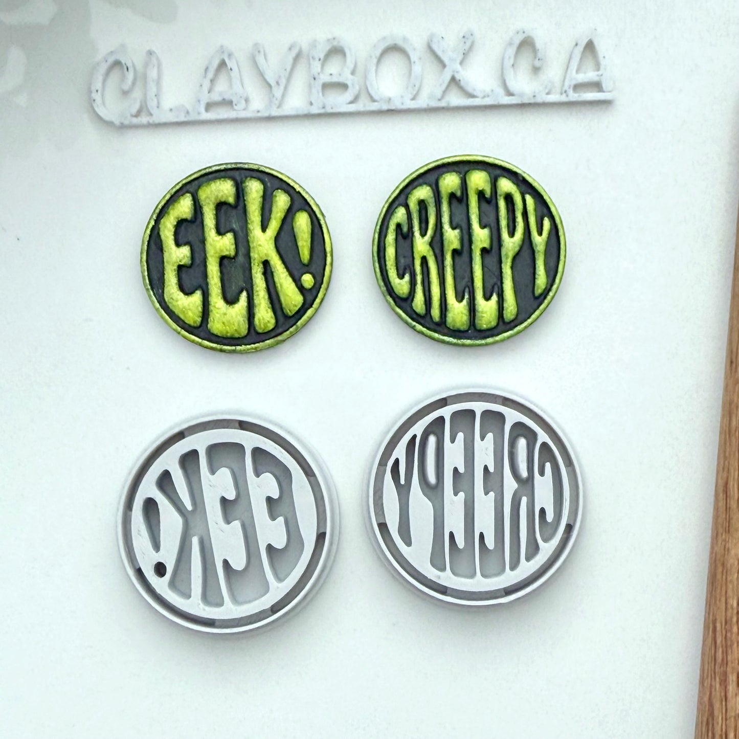 Halloween Word Stamps with Matching Cutter – Polymer Clay Stamps