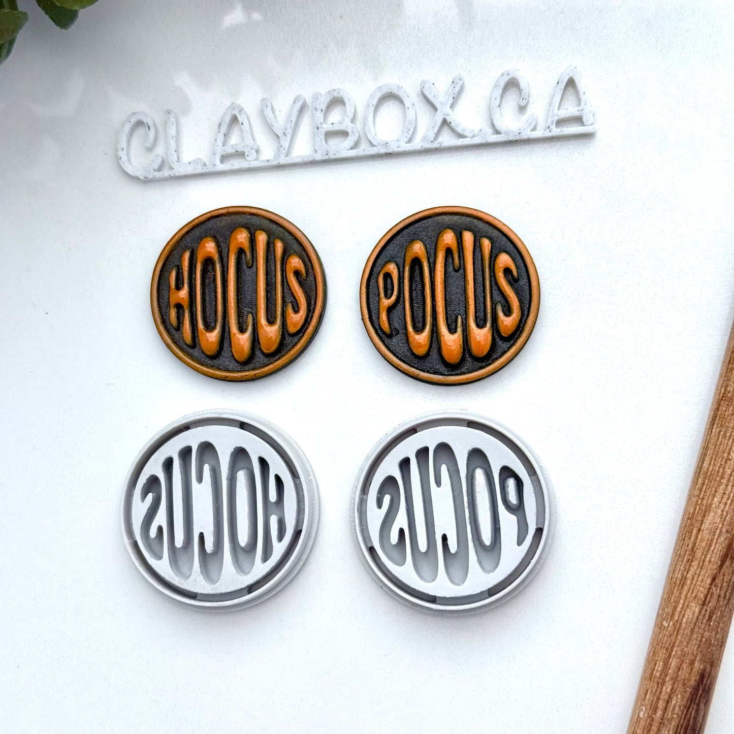 Halloween Word Stamps with Matching Cutter – Polymer Clay Stamps