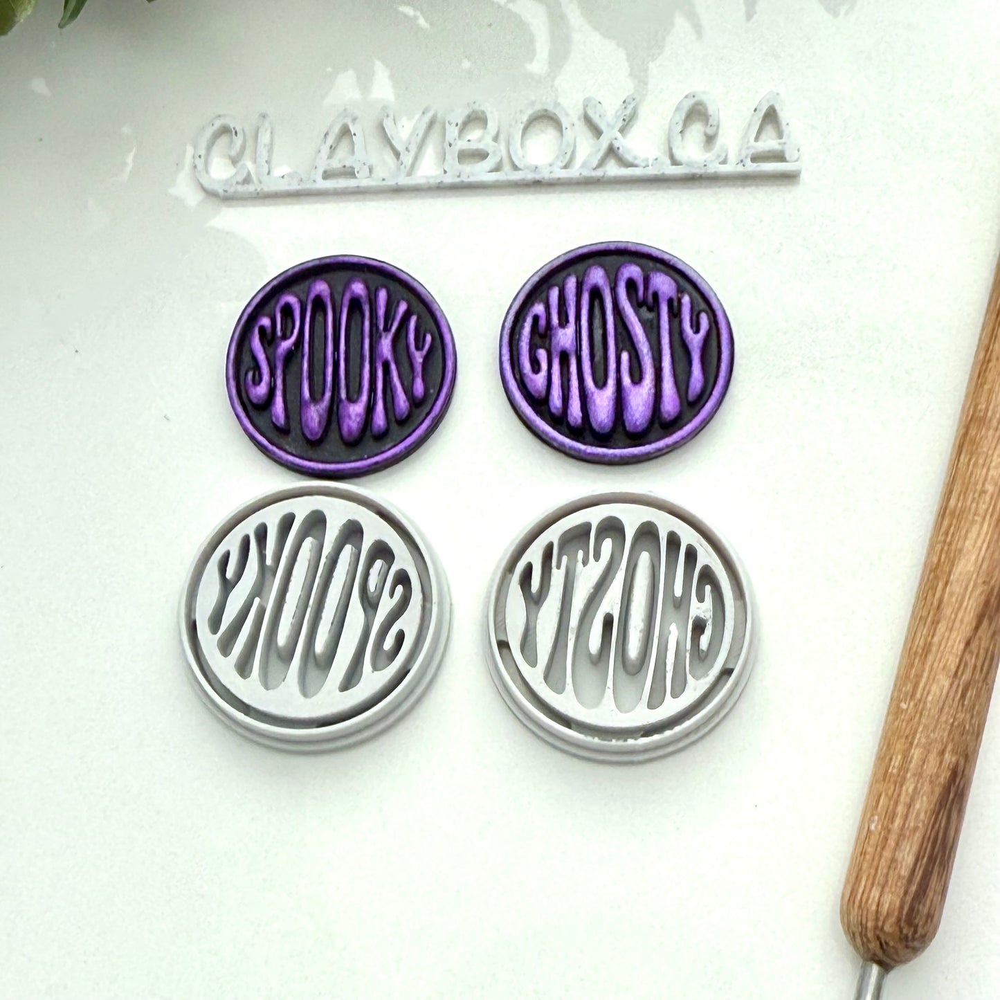 Halloween Word Stamps with Matching Cutter – Polymer Clay Stamps