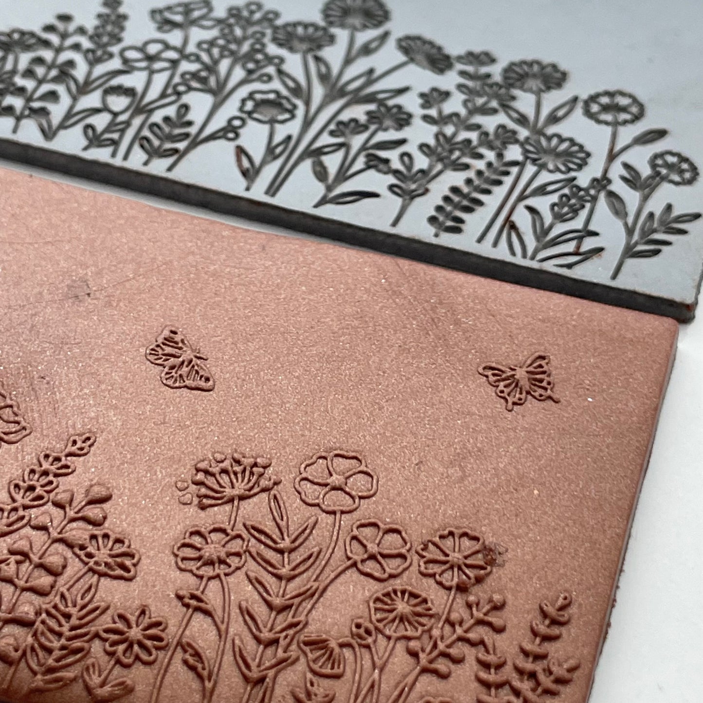 Wildflowers Texture Mat - 2x4” Laser-Engraved Rubber Stamp for Polymer Clay