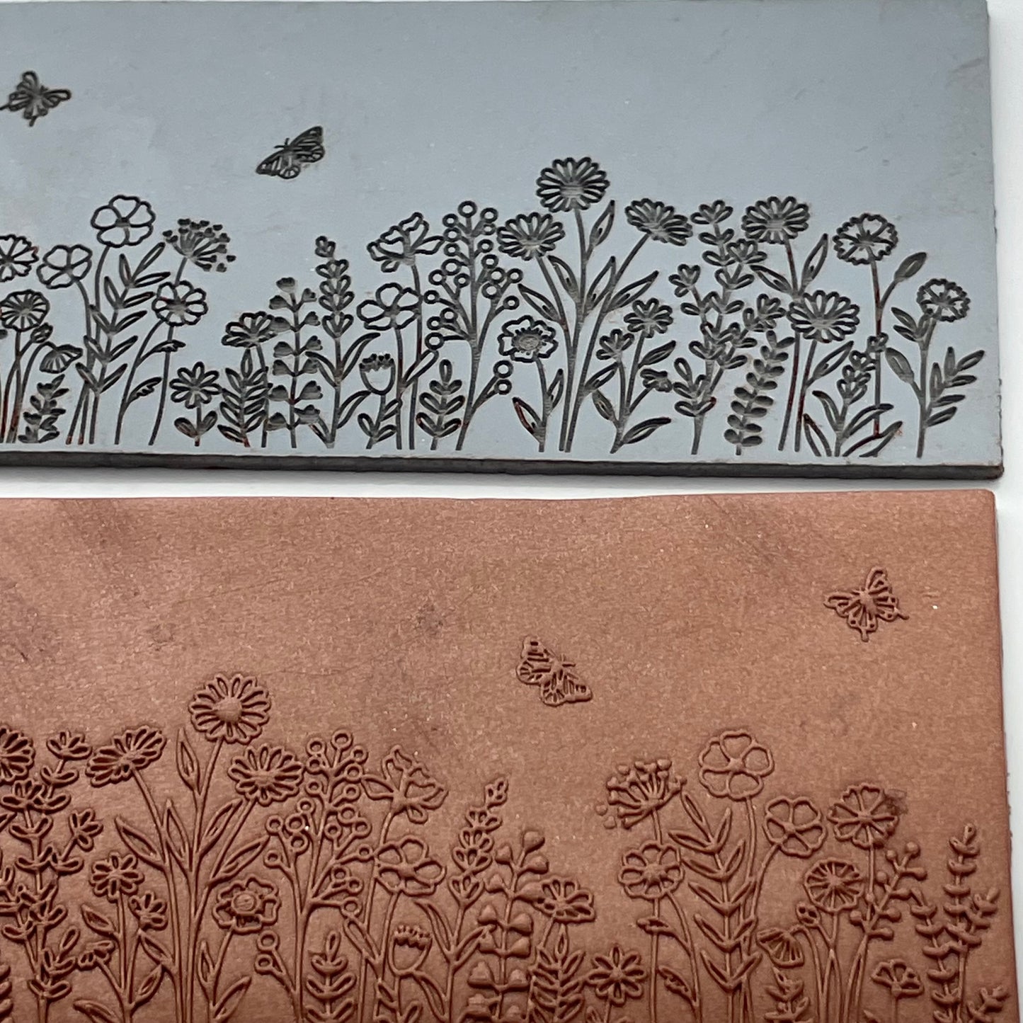 Wildflowers Texture Mat - 2x4” Laser-Engraved Rubber Stamp for Polymer Clay