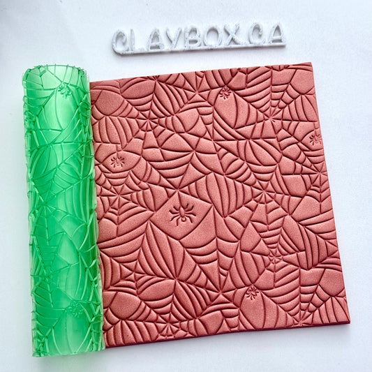 Halloween Spiderweb Texture Roller for Polymer Clay – 4”x1” Texture Roller for Spooky Clay Crafts, Jewelry & Earrings