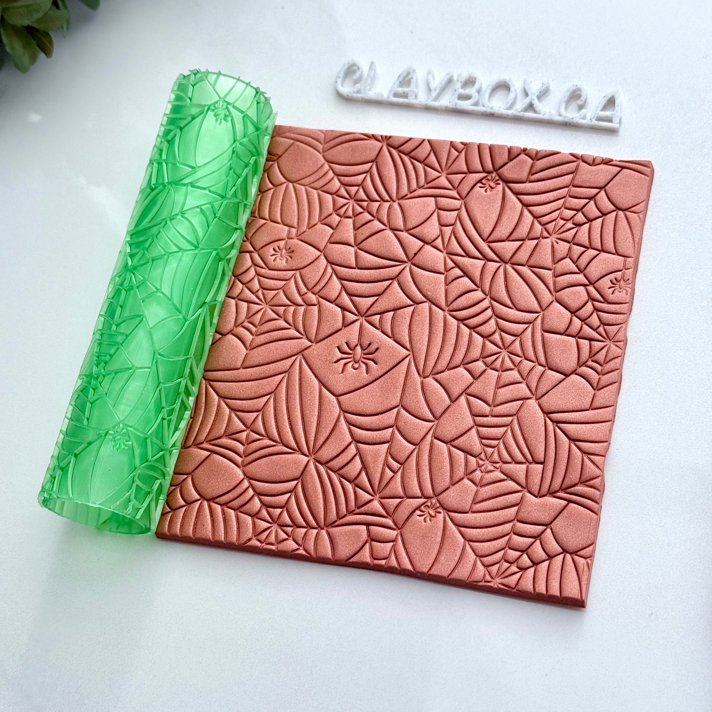 Halloween Spiderweb Texture Roller for Polymer Clay – 4”x1” Texture Roller for Spooky Clay Crafts, Jewelry & Earrings