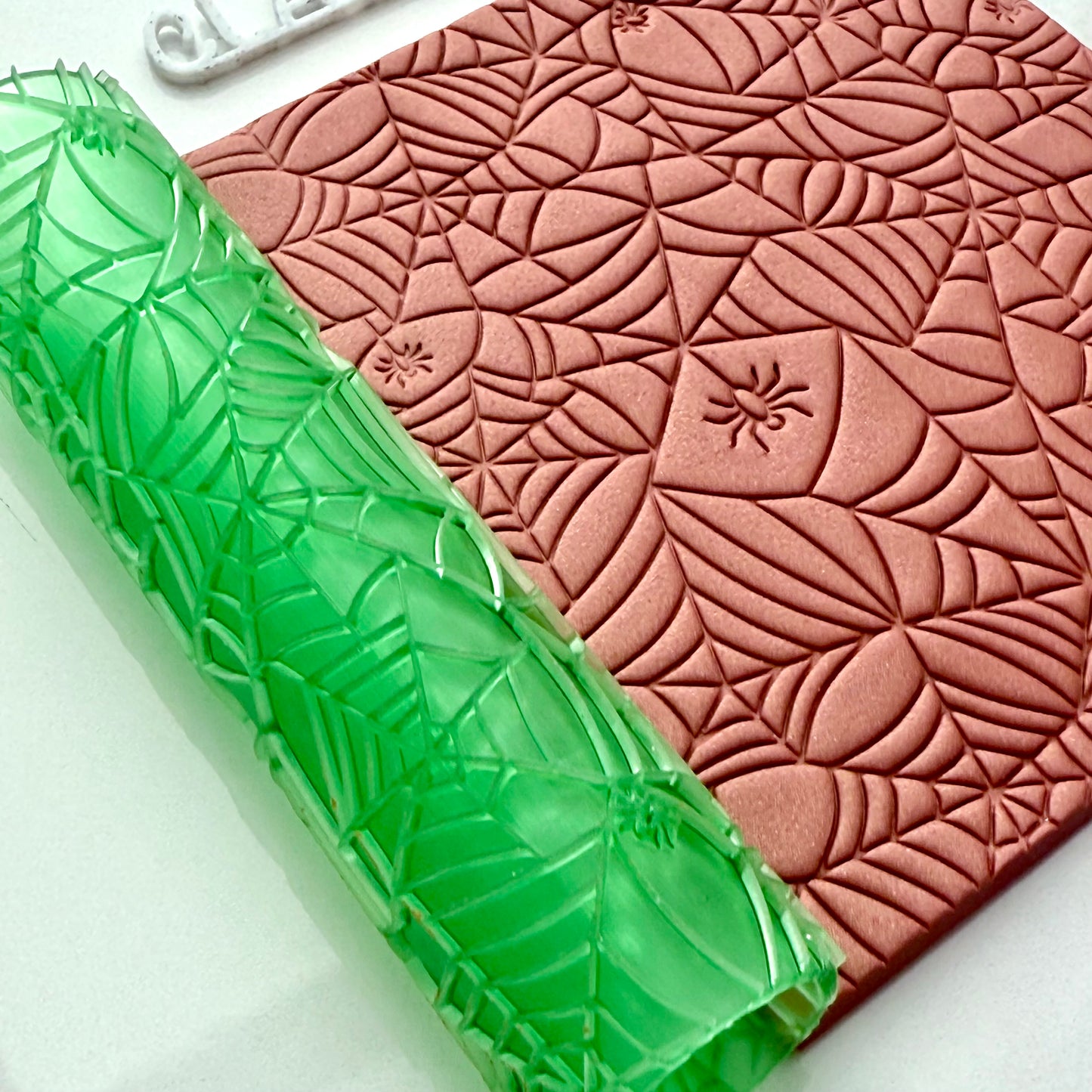 Halloween Spiderweb Texture Roller for Polymer Clay – 4”x1” Texture Roller for Spooky Clay Crafts, Jewelry & Earrings