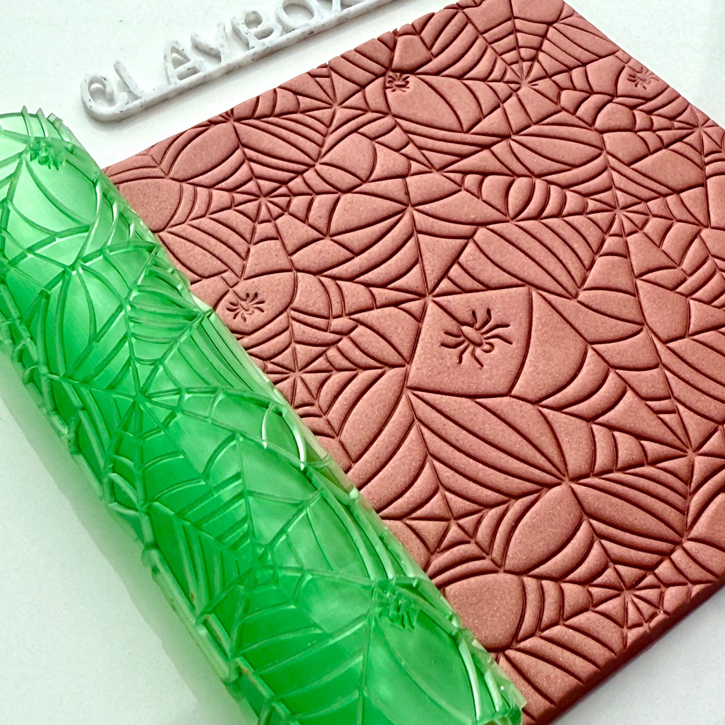 Halloween Spiderweb Texture Roller for Polymer Clay – 4”x1” Texture Roller for Spooky Clay Crafts, Jewelry & Earrings