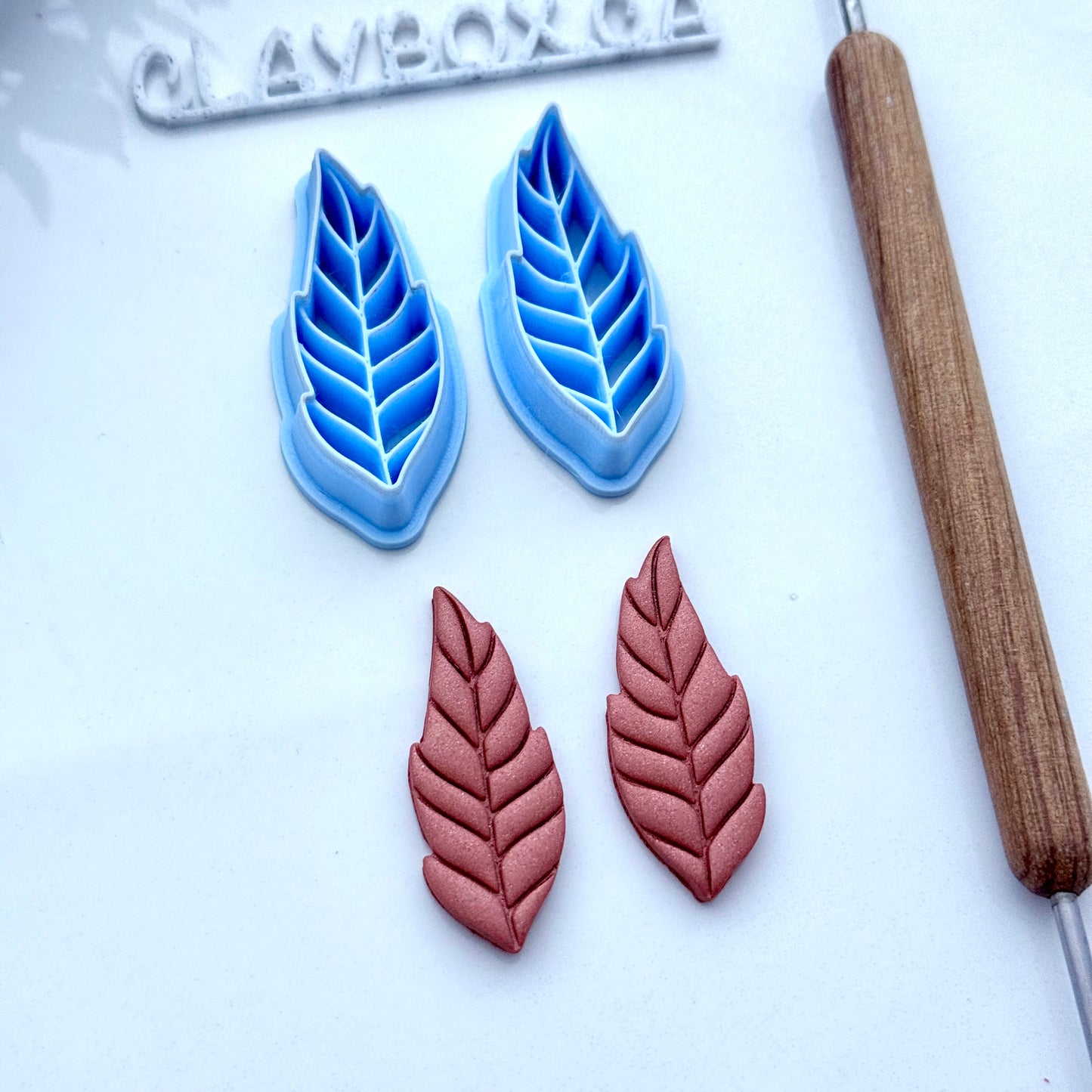 Feather Polymer Clay Cutters – Left & Right Pair – Tapered Edge for Sharp Cuts