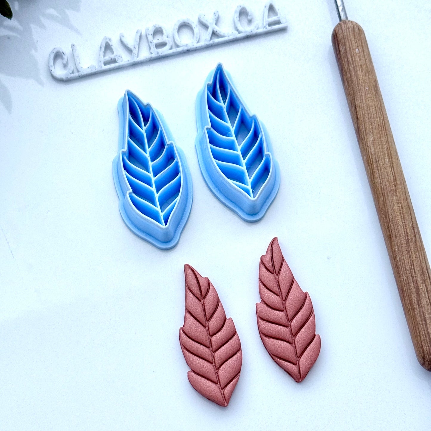 Feather Polymer Clay Cutters – Left & Right Pair – Tapered Edge for Sharp Cuts