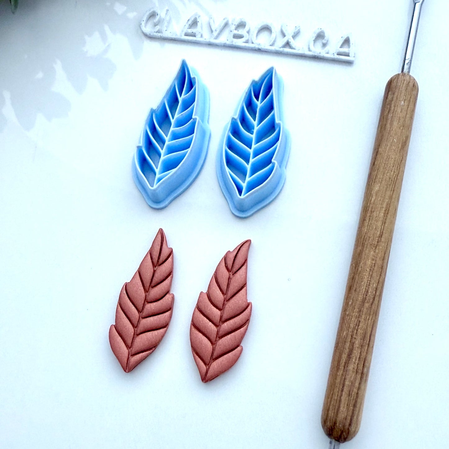 Feather Polymer Clay Cutters – Left & Right Pair – Tapered Edge for Sharp Cuts