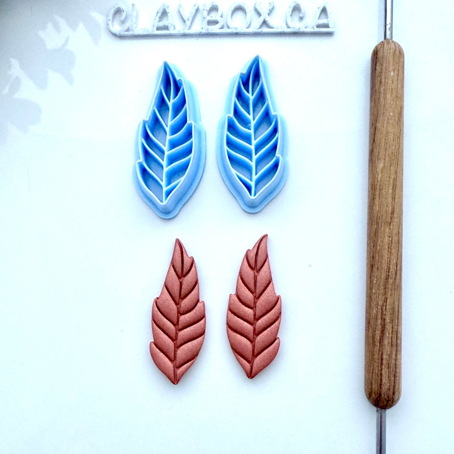 Feather Polymer Clay Cutters – Left & Right Pair – Tapered Edge for Sharp Cuts