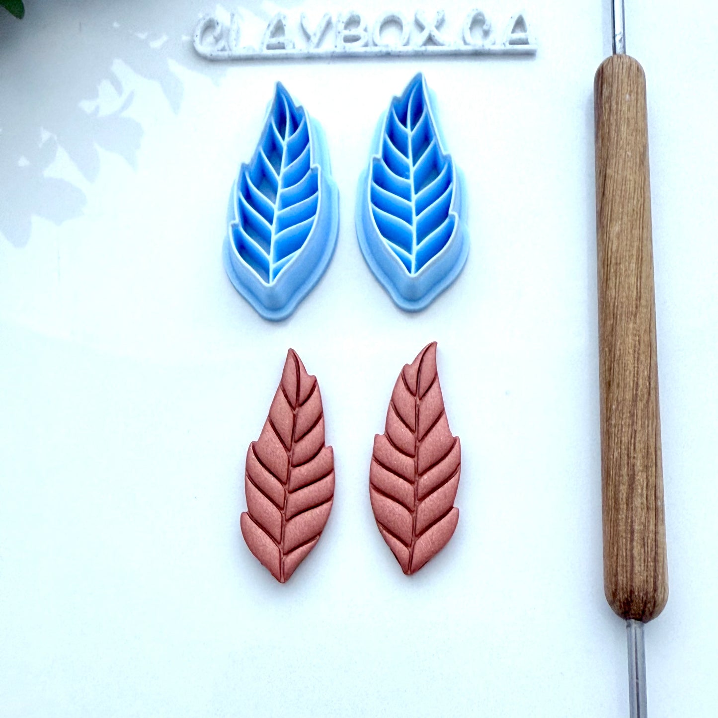 Feather Polymer Clay Cutters – Left & Right Pair – Tapered Edge for Sharp Cuts