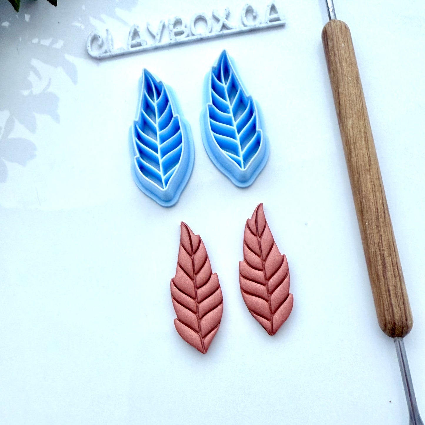 Feather Polymer Clay Cutters – Left & Right Pair – Tapered Edge for Sharp Cuts
