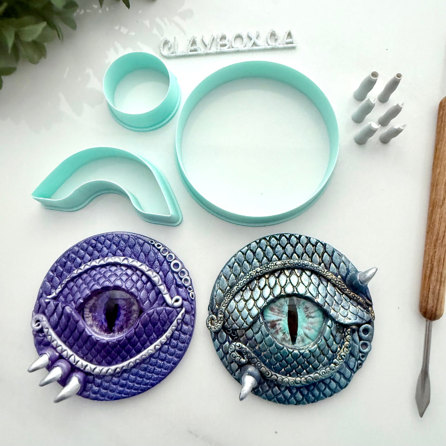 Dragon Eye Polymer Clay Cutter Set – 5 Size Options – Includes Cutters & Detail Stamps