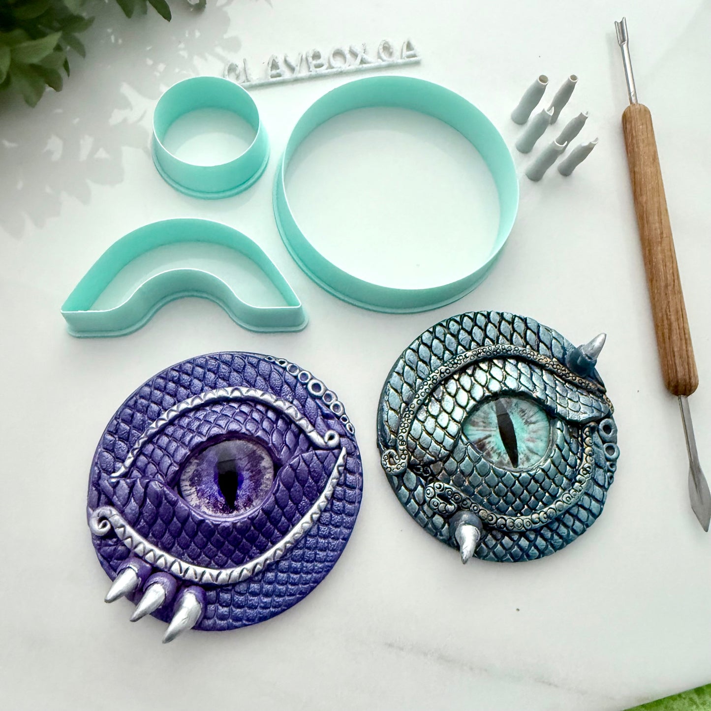 Dragon Eye Polymer Clay Cutter Set – 5 Size Options – Includes Cutters & Detail Stamps