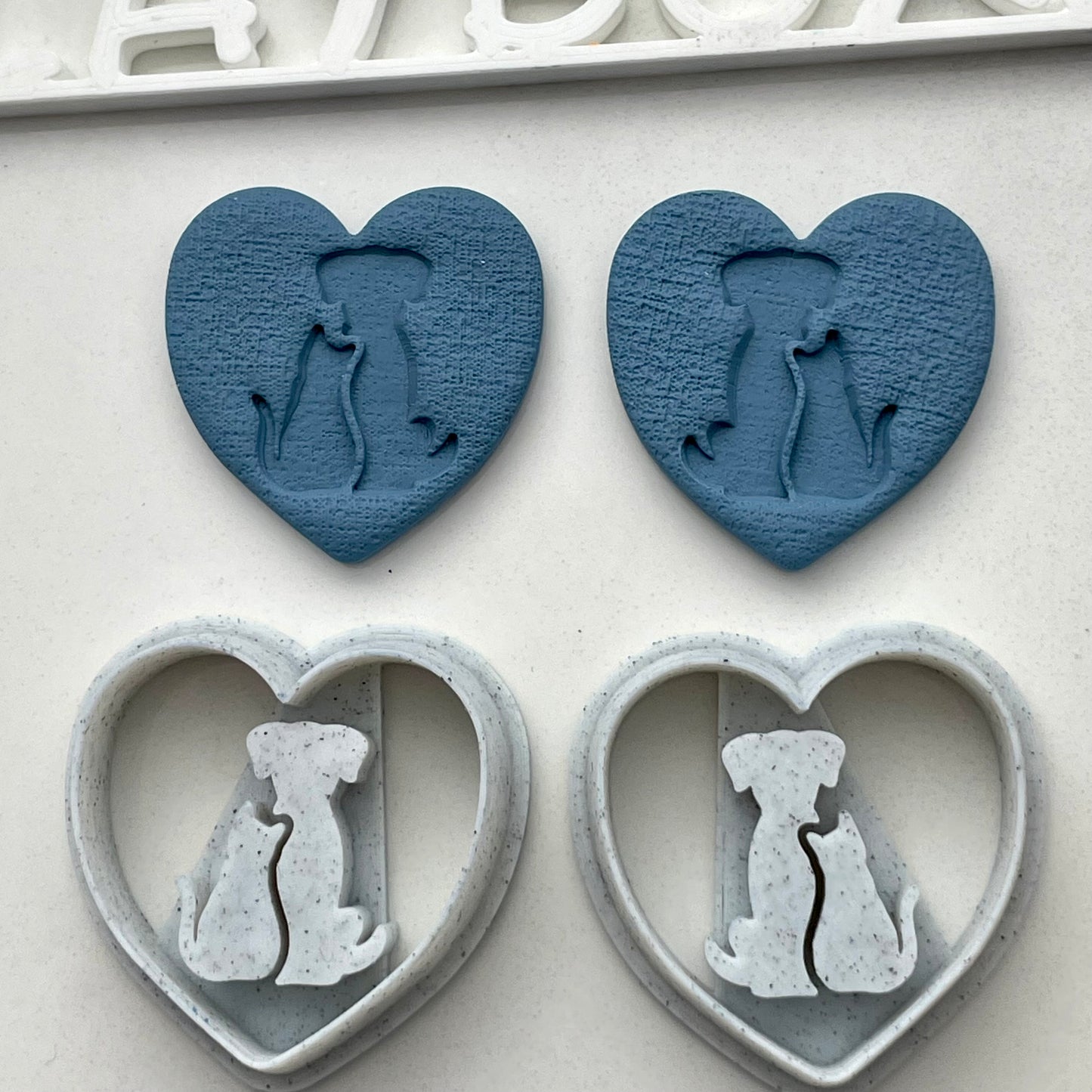 Dog and Cat Heart Cutter Pair for Polymer Clay – Left and Right Set