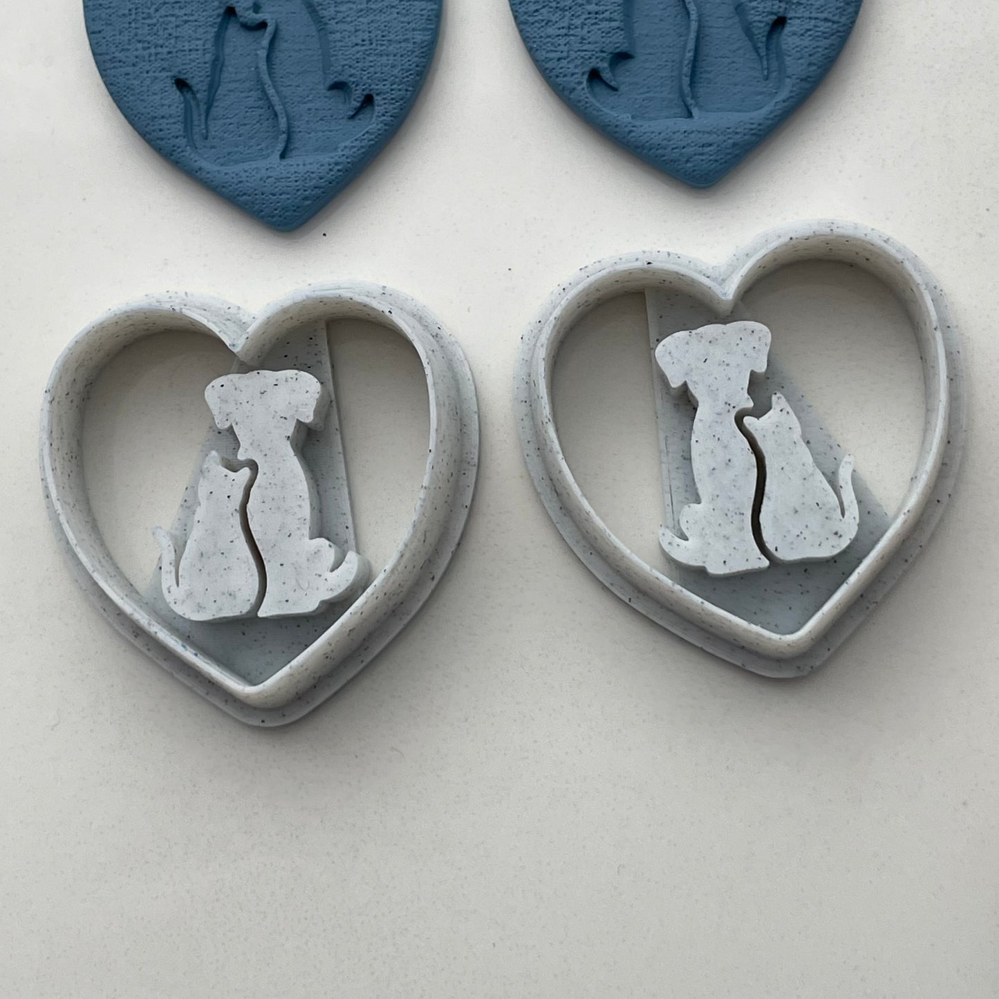 Dog and Cat Heart Cutter Pair for Polymer Clay – Left and Right Set