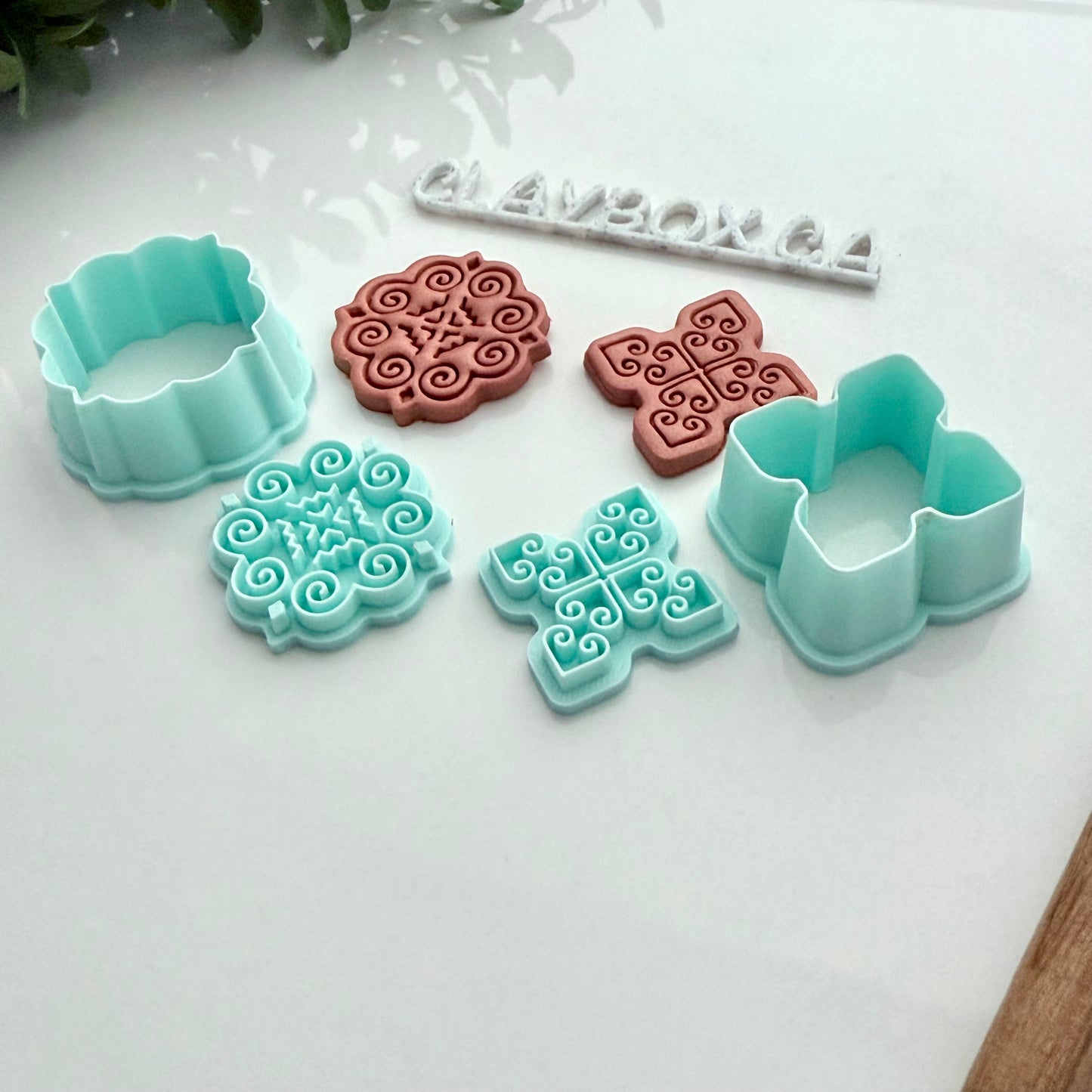 Hmong Stamp Pair with Matching Cutters – Polymer Clay Stamp + Cutter Set