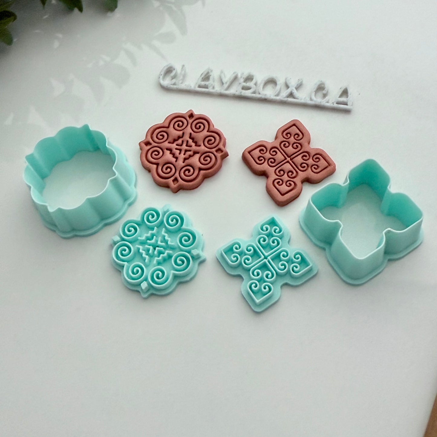 Hmong Stamp Pair with Matching Cutters – Polymer Clay Stamp + Cutter Set