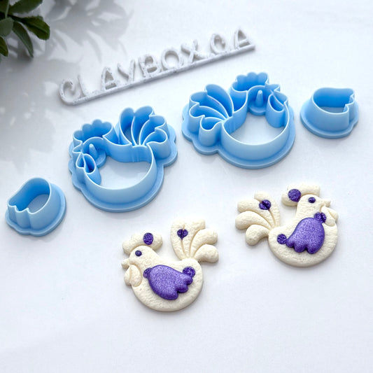 Whimsical Chicken, Rooster & Chick Cutter Set – Polymer Clay Tools